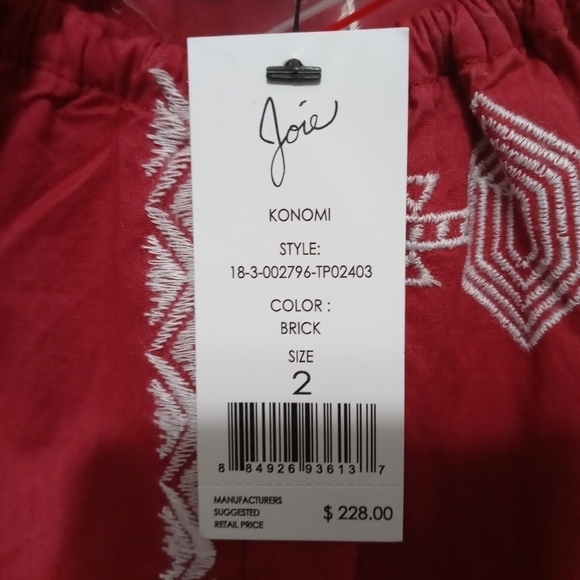 Joie Konomi Halter Neck Embroidery Top Blouse Size 2 in The color Brick - Picture 9 of 10